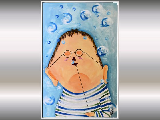Gustav - Abstract Acrylic Painting Whimsical Art Oversized Painting Blue Art Ready to Hang