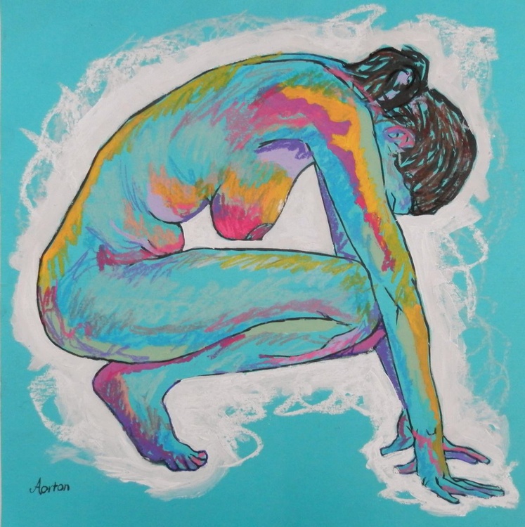 Female Nude Original Painting Crouching Acrylic Artfinder