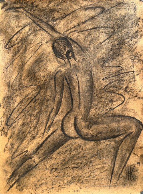 Nude Yoga Girl Original Art by Halyna Kirichenko