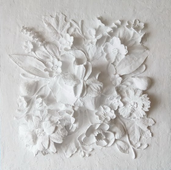 sculptural wall art "Flower arrangement with a rose"