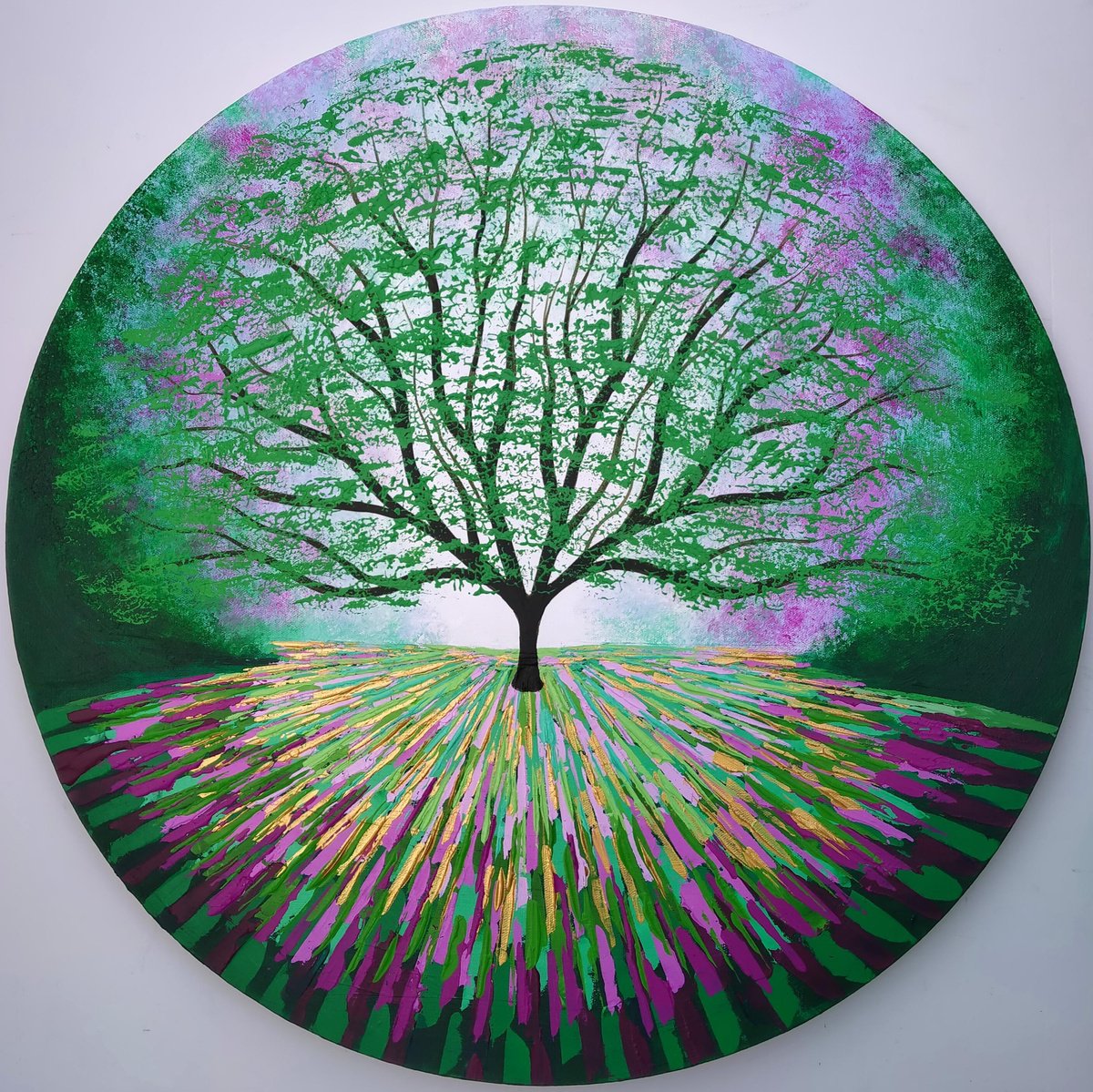 Impressionistic Landscape Acrylic Painting By Amanda Horvath, 24 X 24, The Harmony Tree, Original Artwork