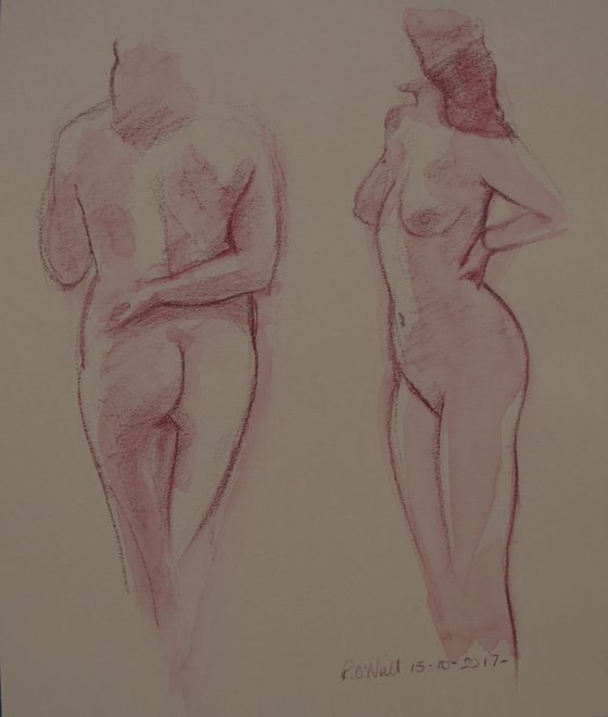 standing nude in 2 poses