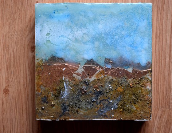 Series of Sand & Water III / Abstract / Mixed Media on wooden box