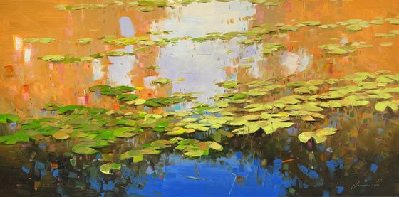 Waterlilies, Original Oil painting, Handmade artwork, One of a kind