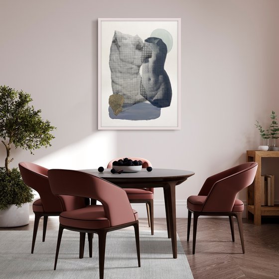 Halftone Statue Meets Earthy Vibes