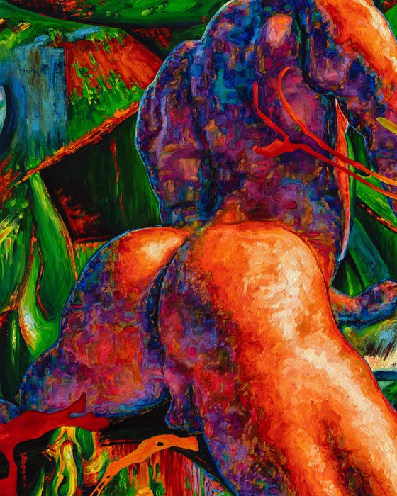 Nude on a Green Background