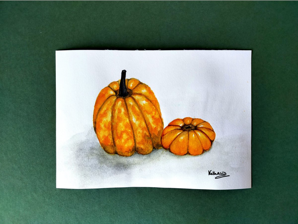 2 paintings Pumpkins by Nella Alao