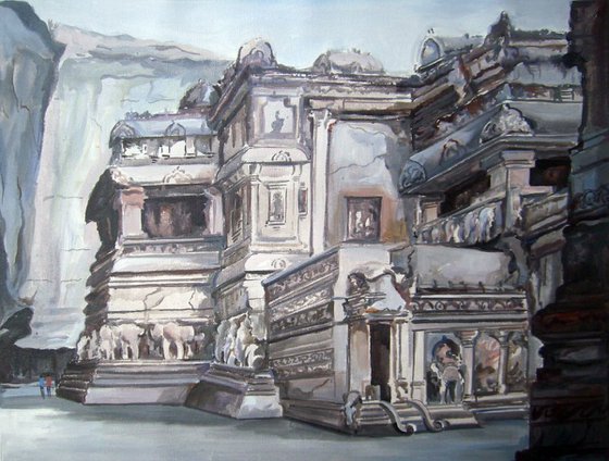 The Kailasa temple,Ellora-Acrylic on Canvas painting
