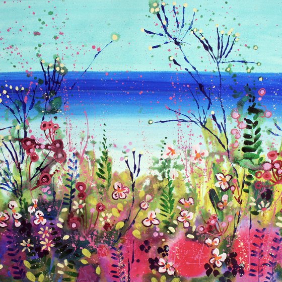 Blue Horizon - Wild flowers at the Coast