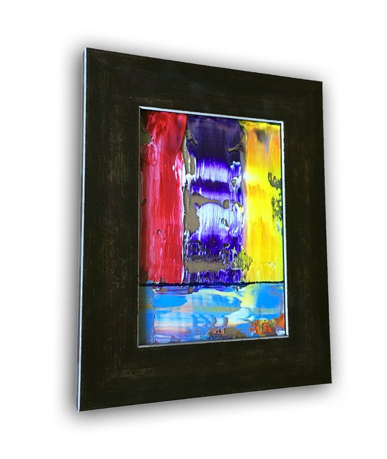 "Designs On You" - FREE SHIPPING to the USA - Original PMS Micro Painting On Glass, Framed - 7.5 x 9.5 inches