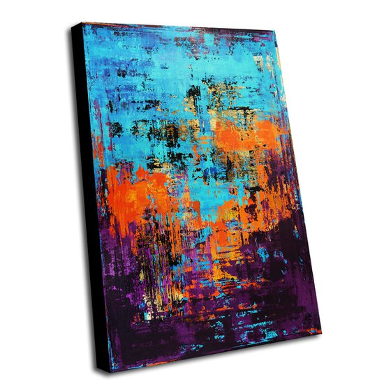 FRENCH RIVIERA - 120 X 80 CMS - COLORFUL ABSTRACT ACRYLIC PAINTING ON CANVAS