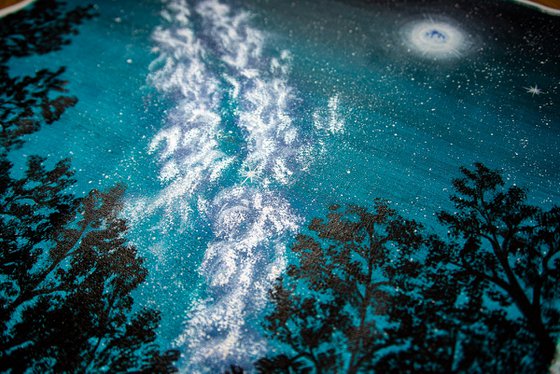Tranquil forest under stars
