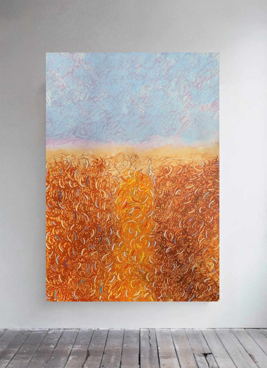 Organic Abstract Acrylic Painting By Marian Gorin, 28 X 39", Clover Dwell, Original Artwork