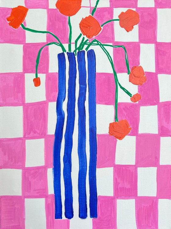 Pink Checkered Matisse Vase