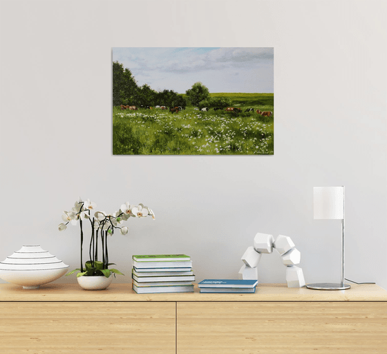 Summer Landscape Cow Meadow