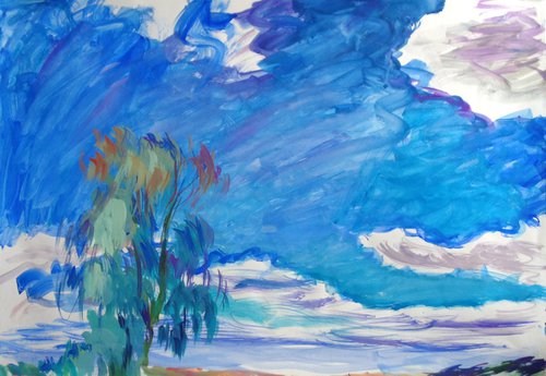 Tree and sky. Gouache on paper, 61 x 43 cm by Alexander Shvyrkov