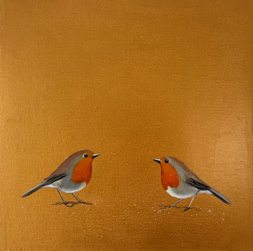 Let's Dance ~ Robins On Gold by Laure Bury
