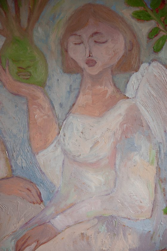 Angels Modern Art, canvas, oil - GARDENS ANGEL - 40x32in (100*80) cm