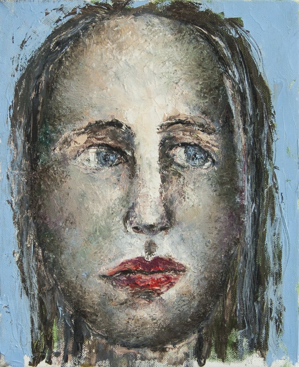 Impressionistic Portrait Oil Painting By Leo Baxiner, 12 X 16", Series "La Tentation", Original Artwork