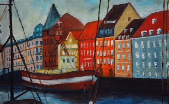 Oil painting Harbour Nyhavn