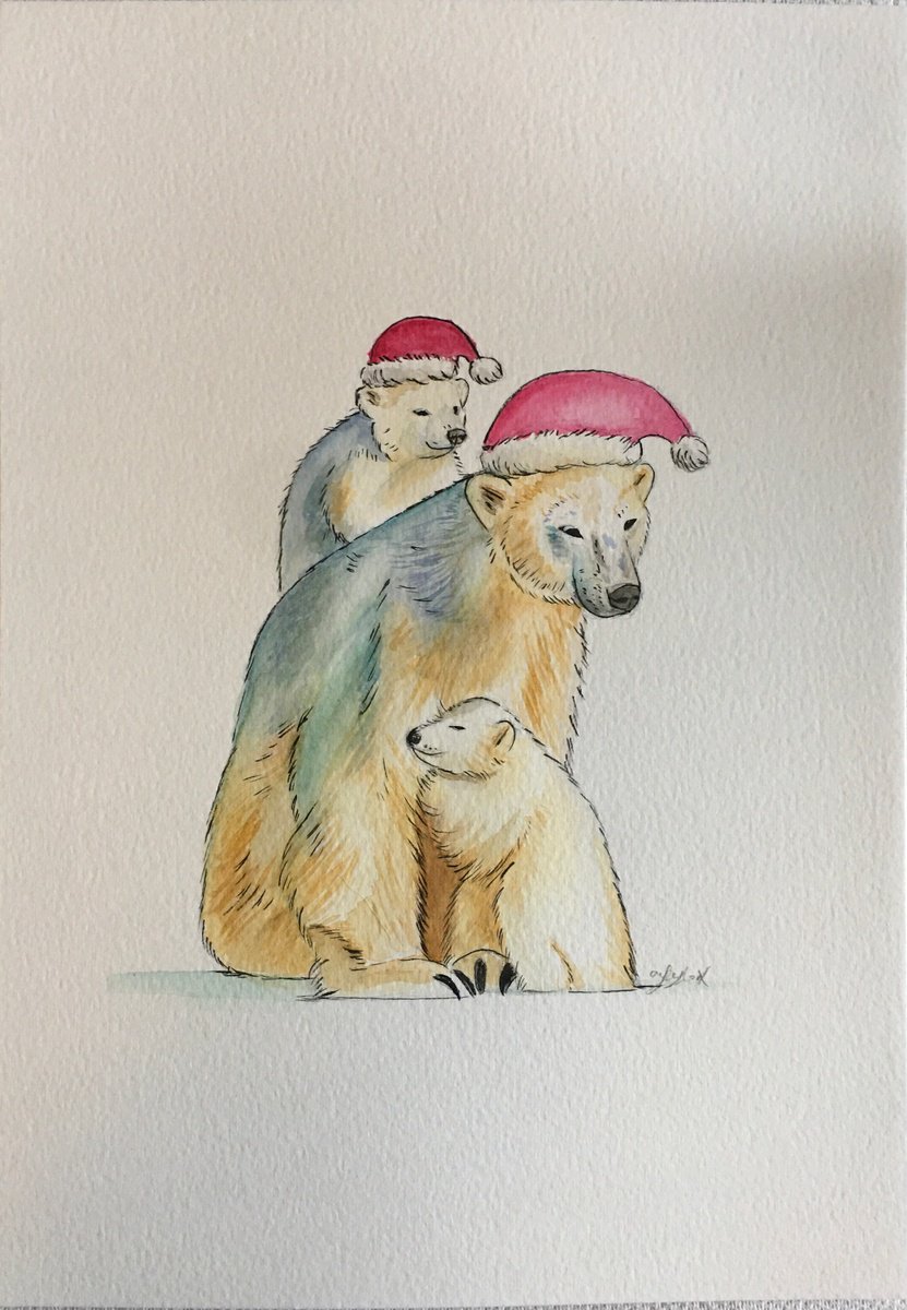 Polar bear family by Amelia Taylor