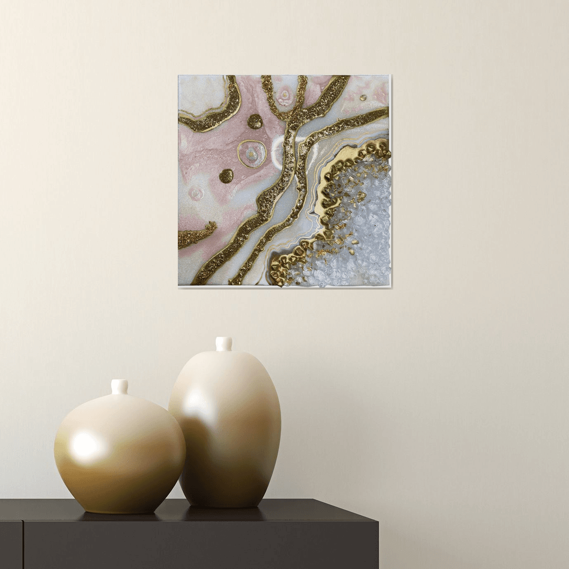 Beautiful pink hotsell and gold geode inspired painting