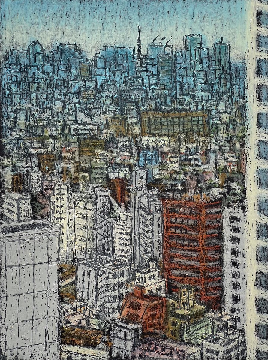 Impressionistic Cityscapes Pastel Drawing By David Lloyd, 6 X 8, Tokyo Mornings, Original Artwork