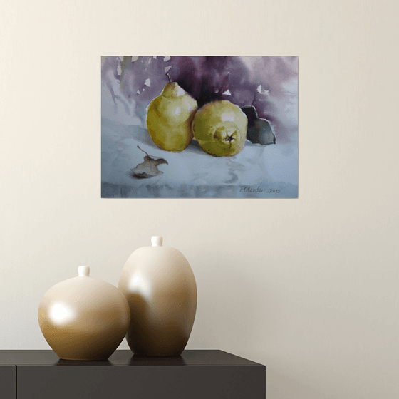 Quinces, autumn fruits - still life, 38x27 cm