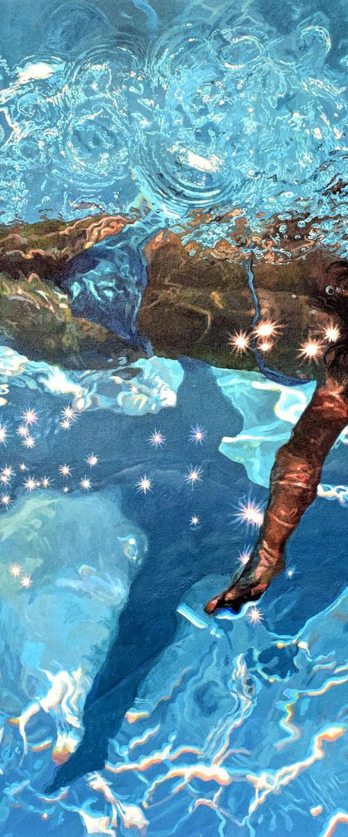 A Dream of Summer - Large Swimming Painting by Abi Whitlock