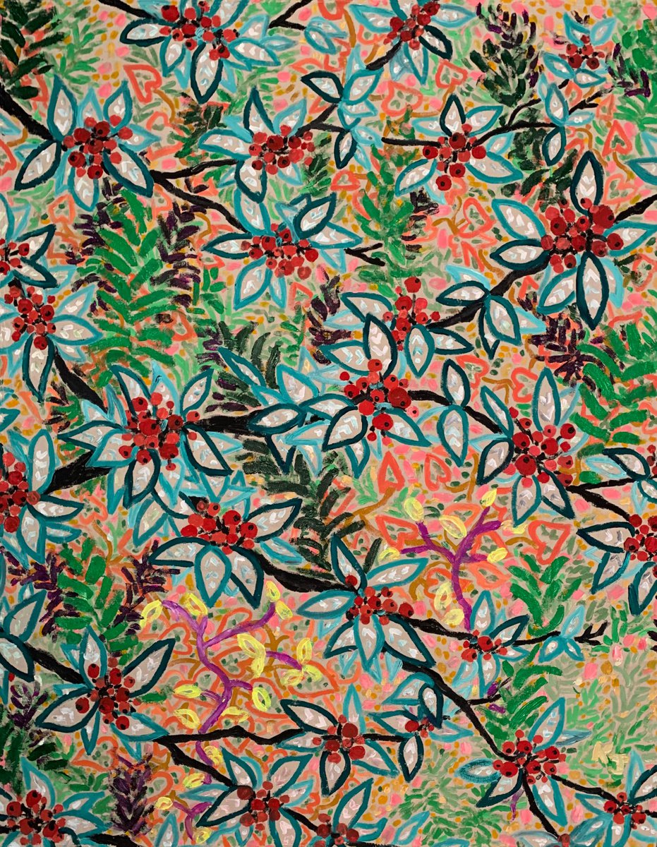 Expressive Landscape Acrylic Painting By Katie Jurkiewicz, 48 X 60", Hawthorn + Fern, Original Artwork