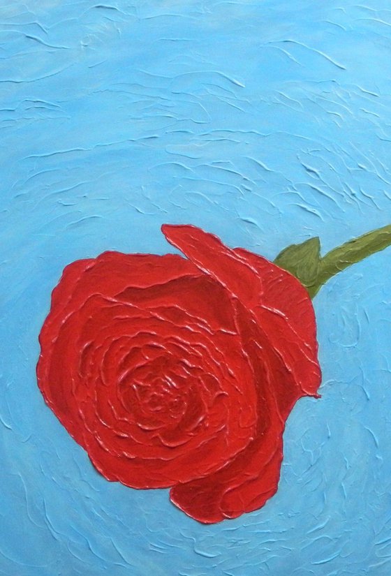 Forever Lovely - spring shower red rose painting; gift ideas; home, office decor