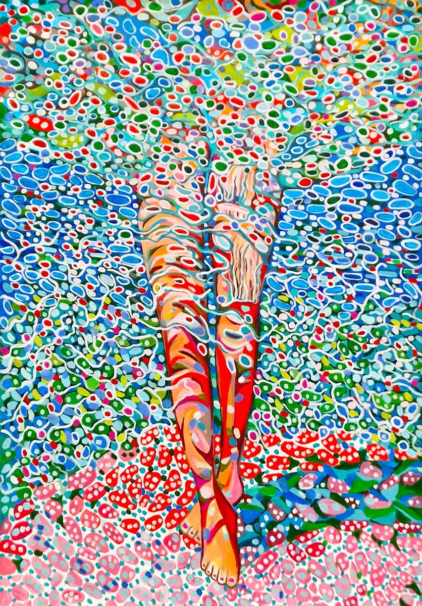 Impressionistic Portrait Acrylic Painting By Alexandra Djokic, 28 X 39, Underwater, Original Artwork