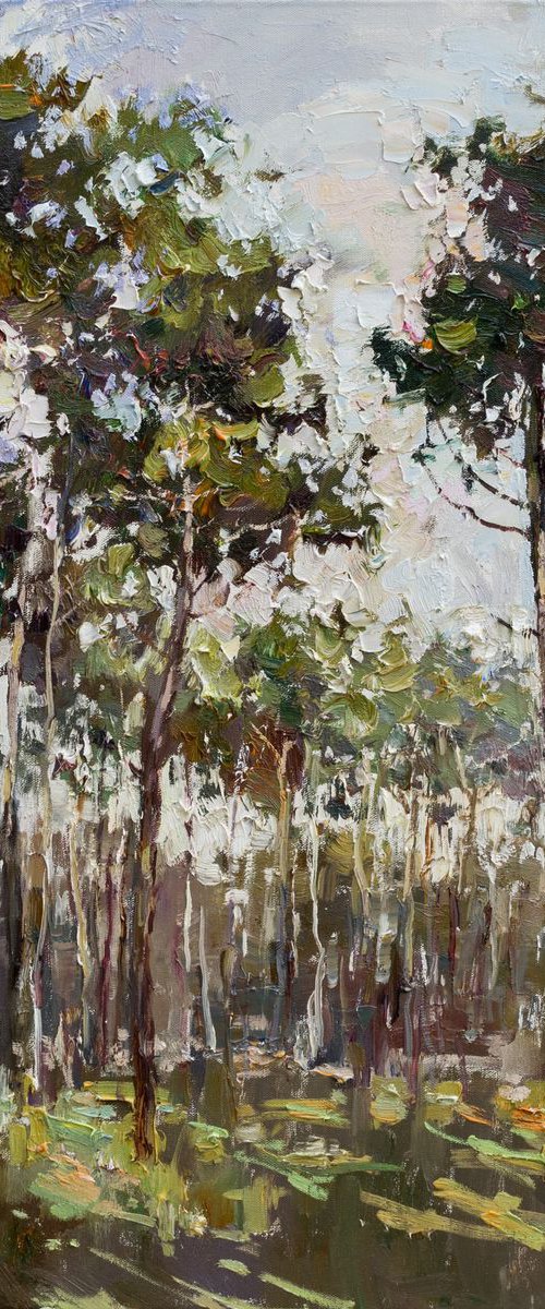 Spring forest -  Original landscape painting by Anastasiia Valiulina