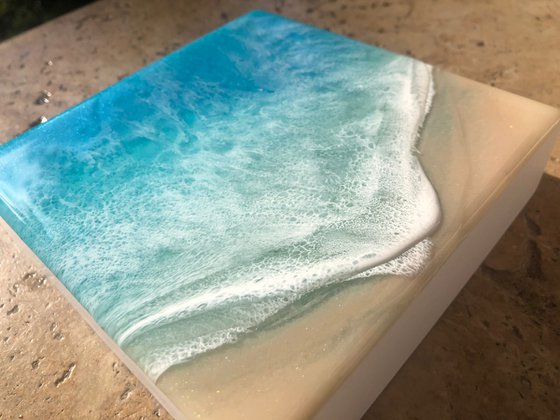 White Sand Beach - Waves - Seascape Painting Gift idea