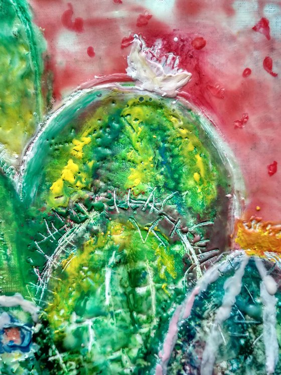 Cactus - encaustic painting