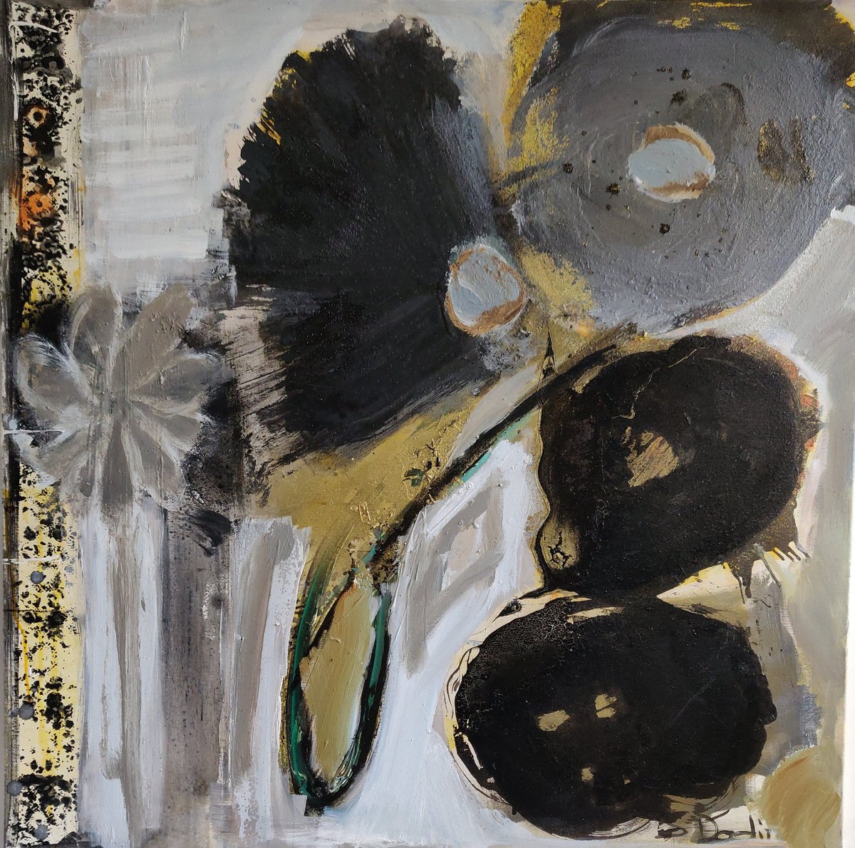 Abstract Painting By Sylvie Dodin, 39 X 39", Flowers, Original Artwork