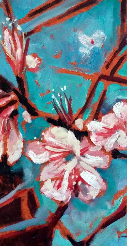 Almond blossom oil painting by Olga David