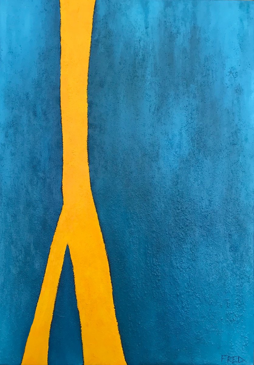 Geometric Abstract Oil Painting By Cadiou Frederic, 26 X 36, Abstract 2022, Original Artwork