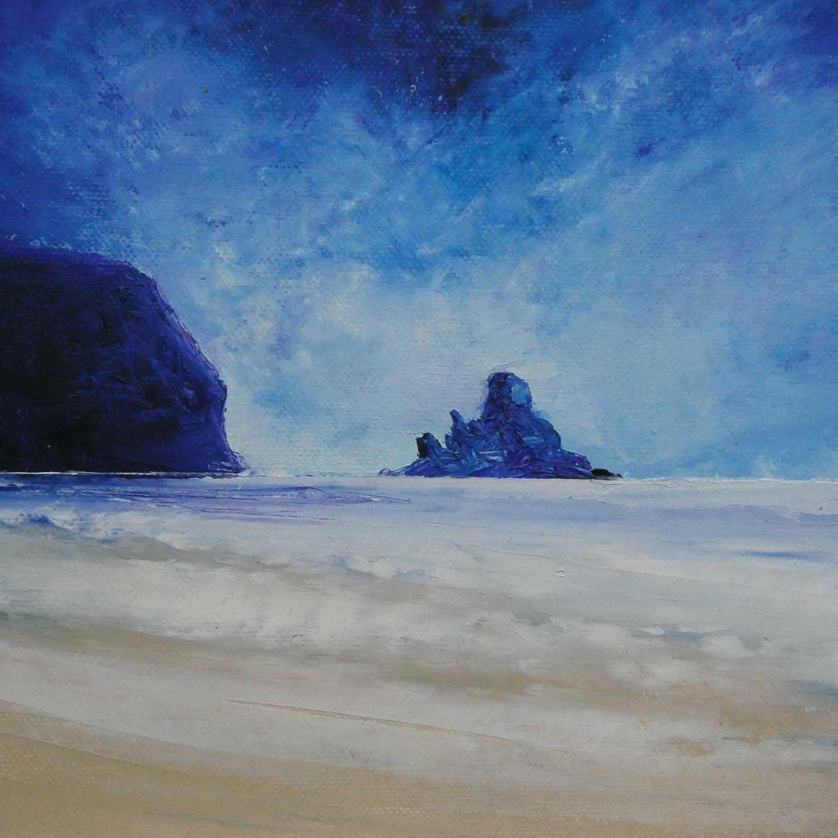 Impressionistic Landscape Acrylic Painting By Oconnart, 10 X 10", Talisker Bay, Isle Of Skye, Original Artwork