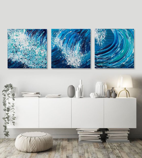 Wave Series - Harmer's Haven - Triptych