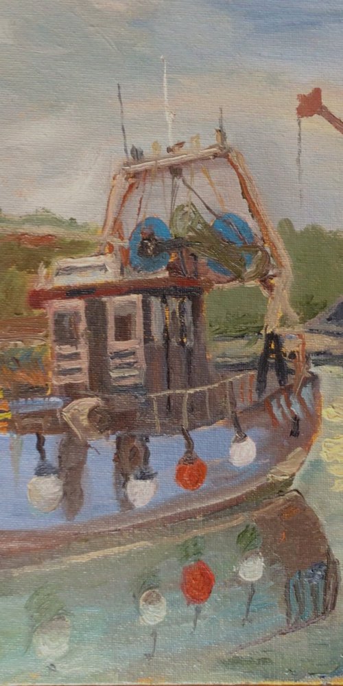 Fishing boat at Queenborough, Kent. Oil painting. by Julian Lovegrove Art