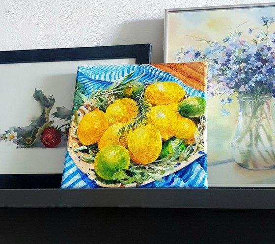 Yellow lemons still life