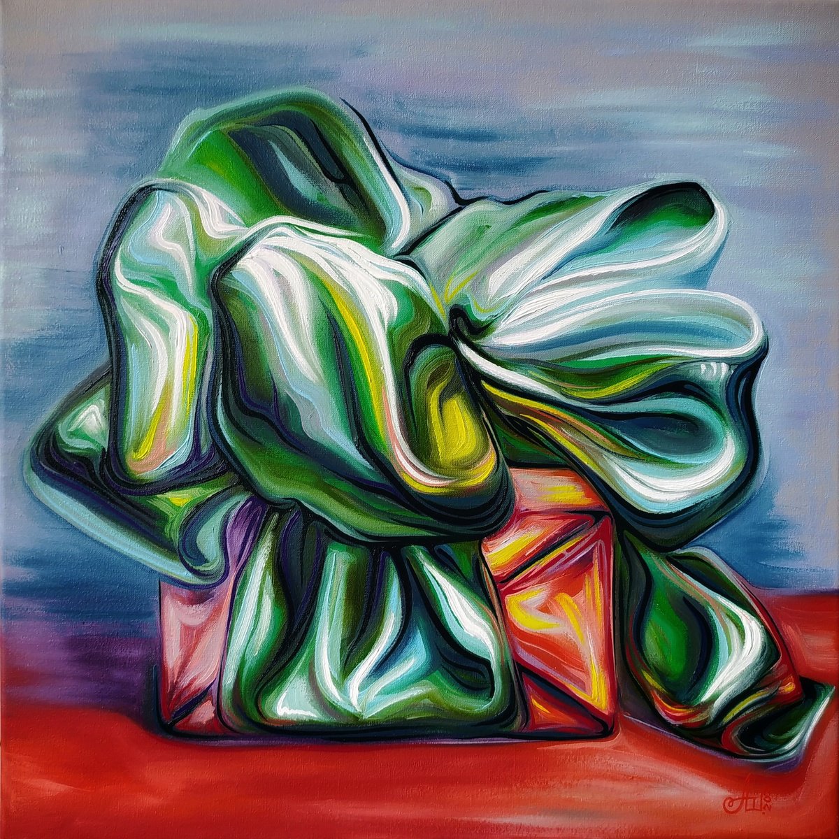 Abstract Oil Painting By Anna Shabalova, 16 X 16, The Perfect Gift, Original Artwork