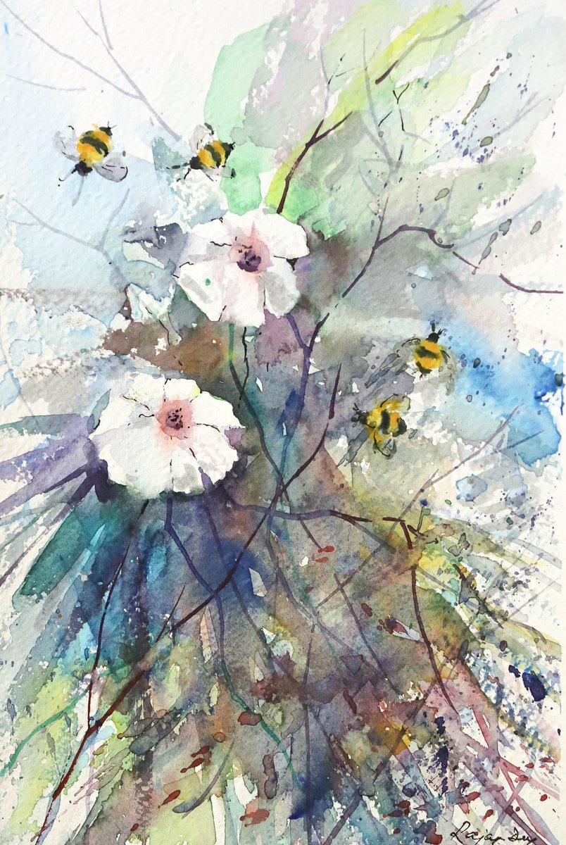 2 Flowers 4 bees by Rajan Dey