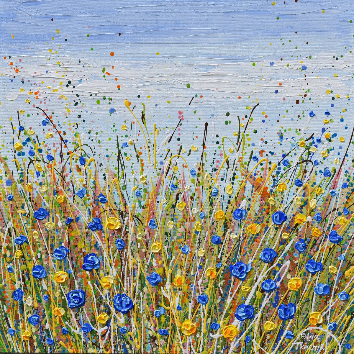 Yellow and Blue flowers by Olga Tkachyk