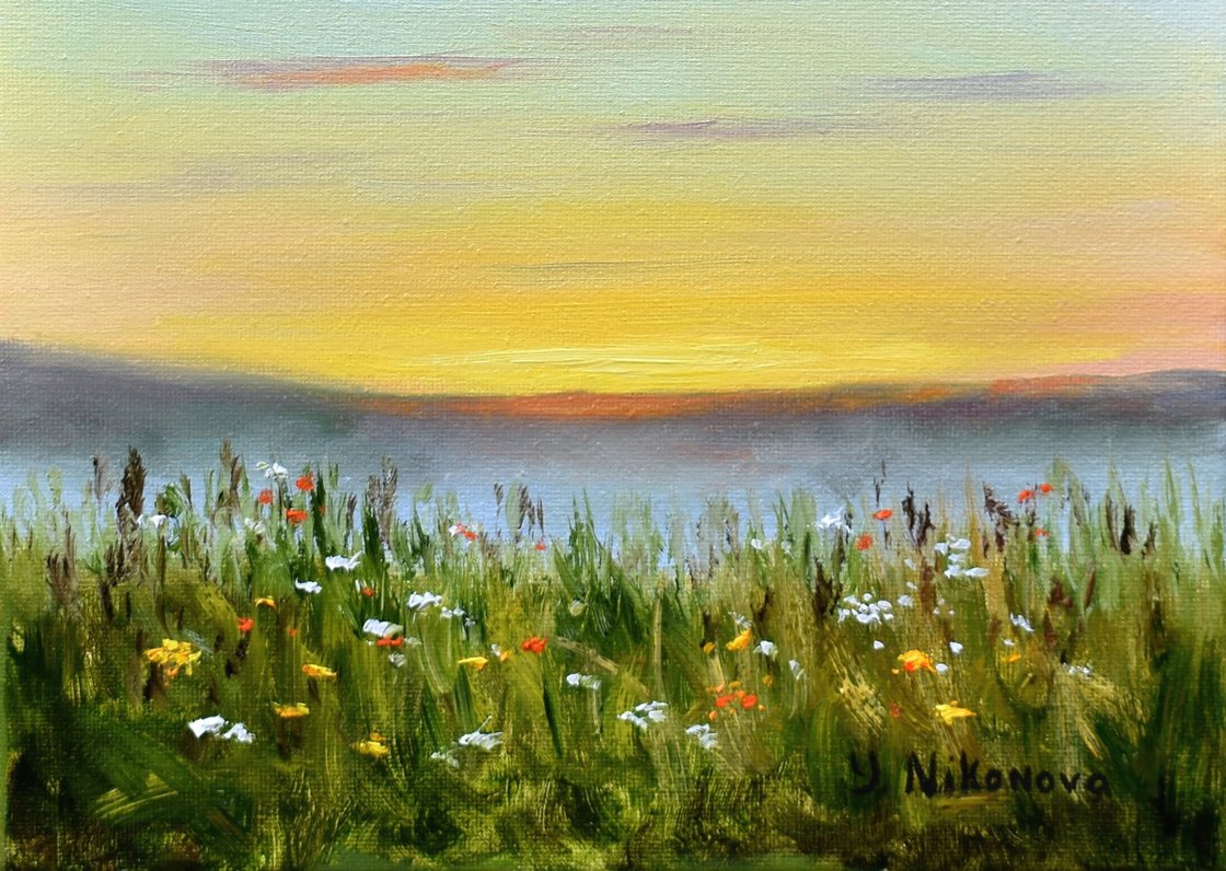 Summer Field, original oil painting, one selling of a kind, 9x12 inches