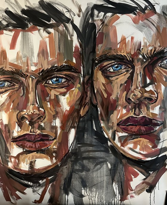 Handsome men, male portrait, gay queer painting