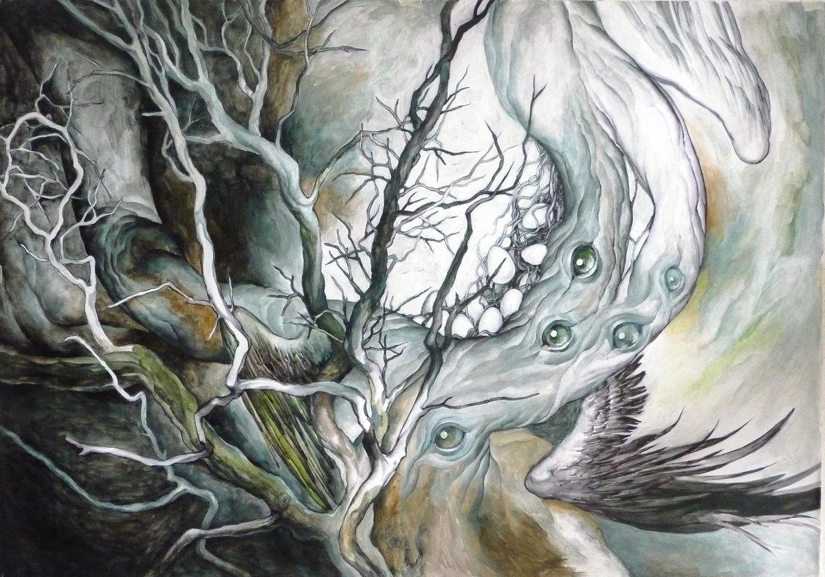 Surrealistic Acrylic Painting , The Tree By Polina Salenko, 23 X 17, Artwork For Sale On Artfinder