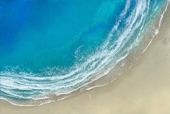 Our white sand beach - aerial ocean painting