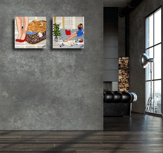 Cat Capers Laundry 3 30cm x 30cm